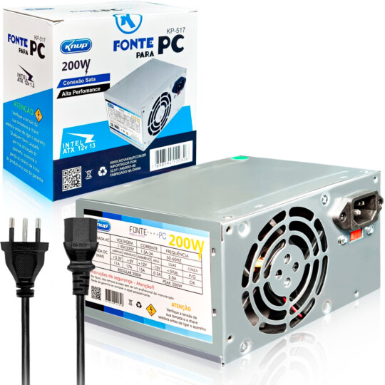Fonte ATX 200W Sata 24 Pinos KNUP