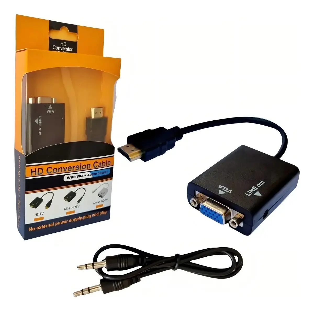 Cabo Conversor Adaptador Hdmi Para Vga Com Saída De Áudio E Cabo P2