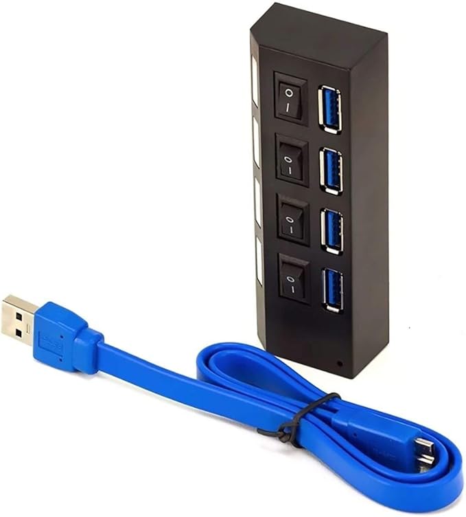 Hub Usb 3.0 4 Portas Chave On Led 5 Gbps Rápido Cabo Micro B