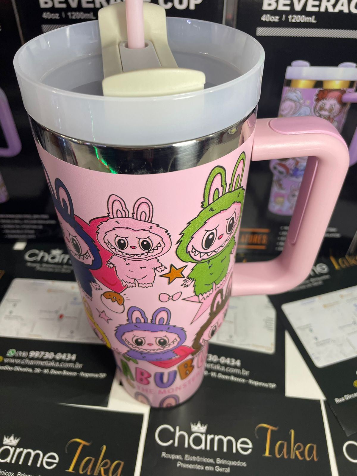 copo termico labubu 1,2 litros  com tampa e canudo