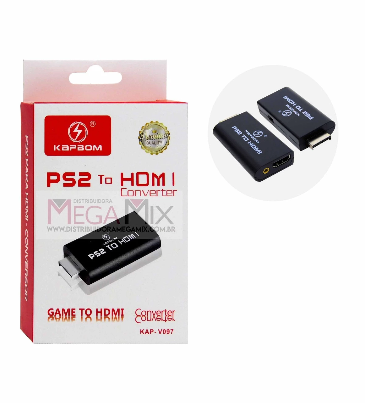 ADAPTADOR AUDIO VIDEO DE PS2 P/HDMI - KAPBOM KAP-V097