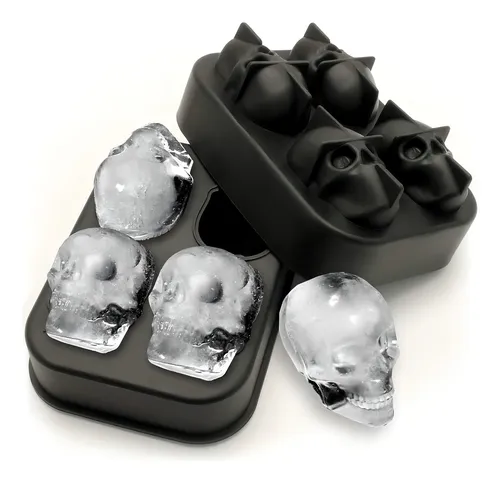 FORMINHA DE SILICONE - GELO OU CHOCOLATE - MODELO CAVEIRA SKULL 3D