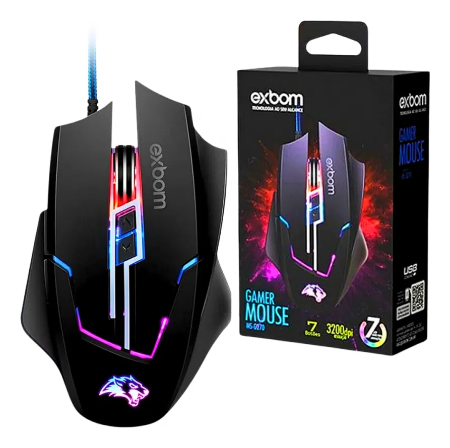 Mouse Gamer Ms-g270 Com Luz Rgb E 7 Botoes Única