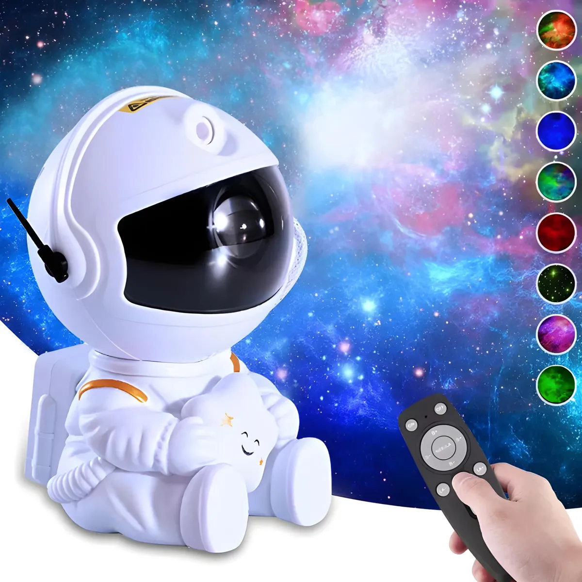 Mini Luminária Astronauta Robozinho Projetor Astronauta Luz Nebulosa Galáxia Estrelas Branco Bivolt