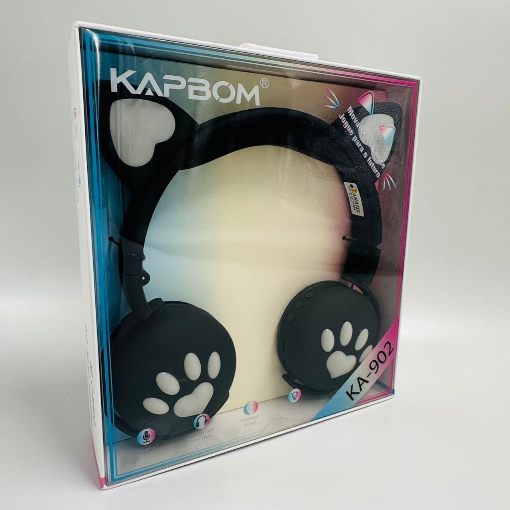 Fone De Ouvido Bluetooth Led 5.3 Orelha De Gato Degrade Headphone Alta Potencia Gatinho Colorido