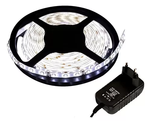 Fita Led 5050 5 Metros C/silicone Ip65 Branco Frio + Fonte Luz Branco-frio 110v/220v - Bivolt
