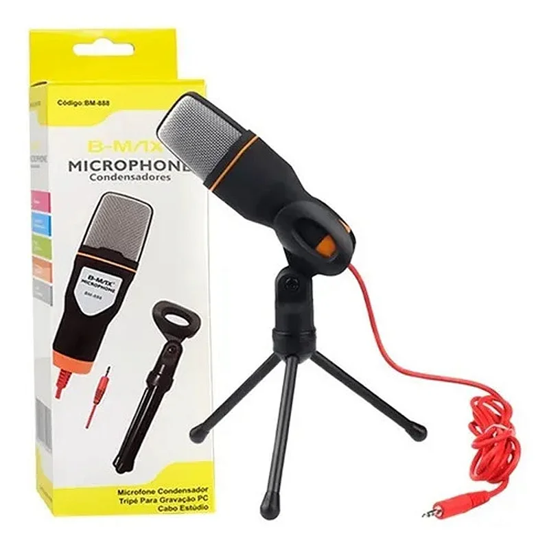 Microfone Condensador SF 666 Com Tripé E Cabo 2m