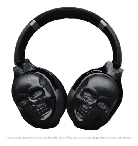 Fone de Ouvido Bluetooth Headset Sem Fio Caveira Led RGB