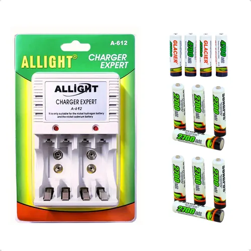 Carregador Para 4 Pilhas Recarregáveis 2a 3a 2 Baterias 9v