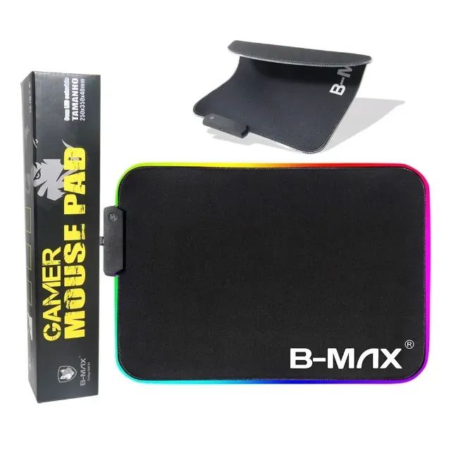 Mouse Pad Gamer B-max Bm791 Com Led 13 Cores Rgb Usb Macio Cor Preto