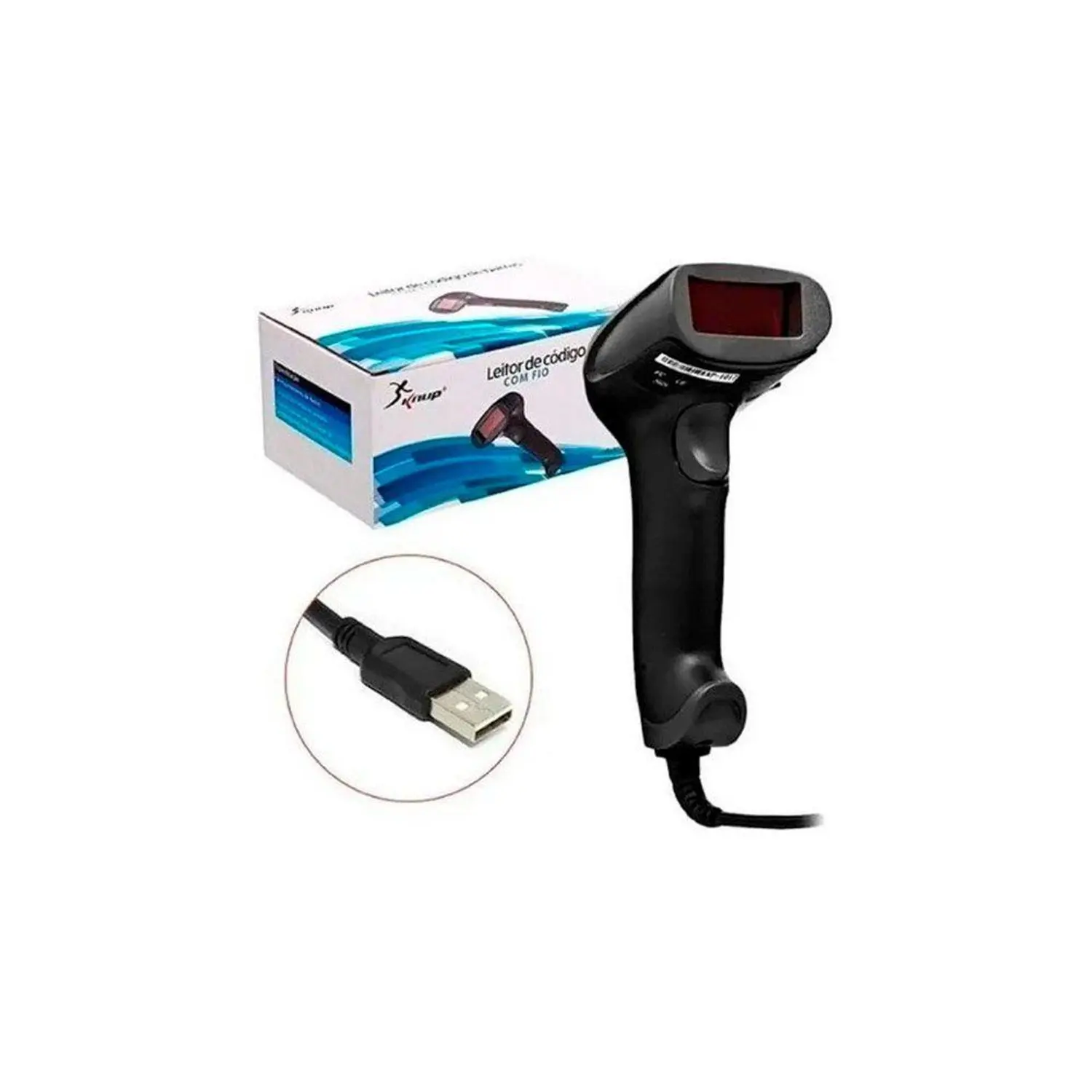 Leitor De Codigo De Barras Laser Com Suporte Knup