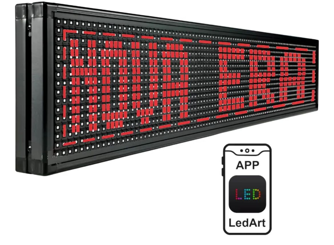 painel led com wi fi vermelho 107x 20 cm