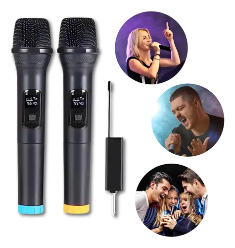 Kit 2 Microfone Recarregável Sem Fio Profissional Dinâmico