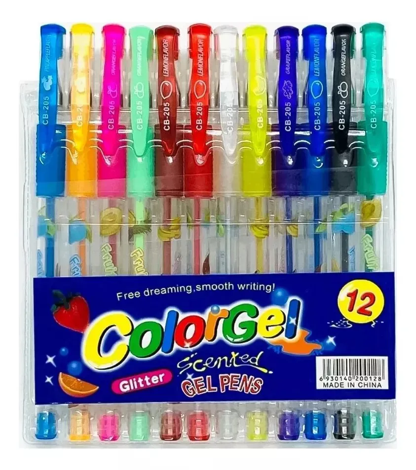 Kit 12 Caneta Gel Glitter Neon Varias Cores Canetinha