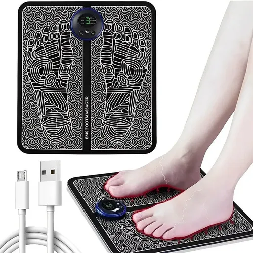 Massageador Elétrico Pés Tapete Pulso Perna Ems Almofada Usb Cor Preto 110V/220V