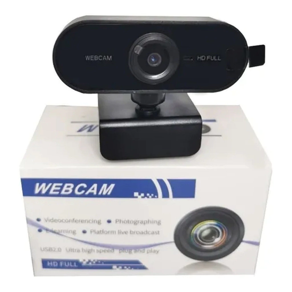 webcam 1080p Full Hd Mini Câmera Computador Microfone Usb Cor Preto