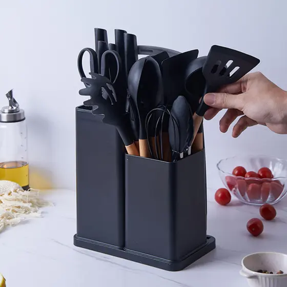 Kit conjunto com 19 utensílios de cozinha em silicone