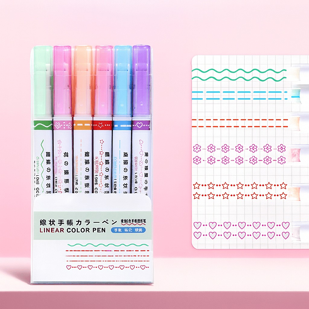 Canetinhas Marca Texto Roller Carimbo Desenhos Coloridos