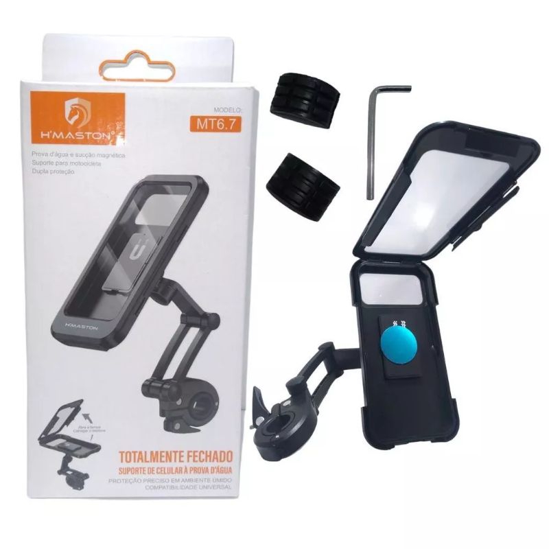 Suporte Smartphone Até 6.7" Para Moto e Bicicleta com Trava de Tampa HMaston MT6.7