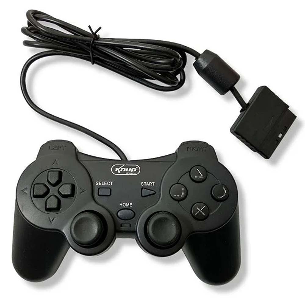Controle Joystick Para Playstation 2 Preto Analógico Ps2 KNUP