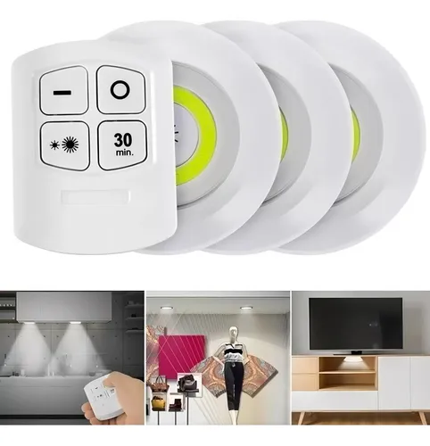 Kit 3 Lâmpadas Luminária De Led Sem Fio Controle Remoto Branco-frio