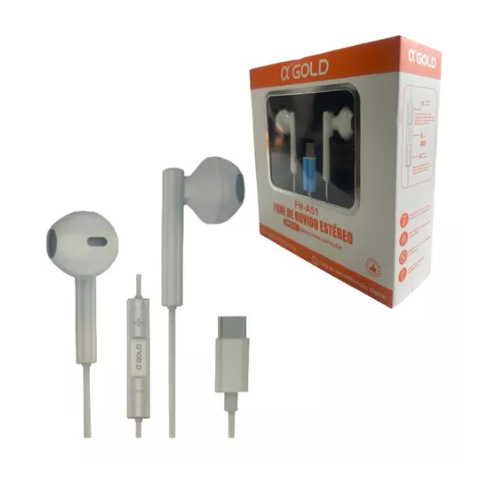 Fone De Ouvido Com Fio Tipo-C A'GOLD FN-A51