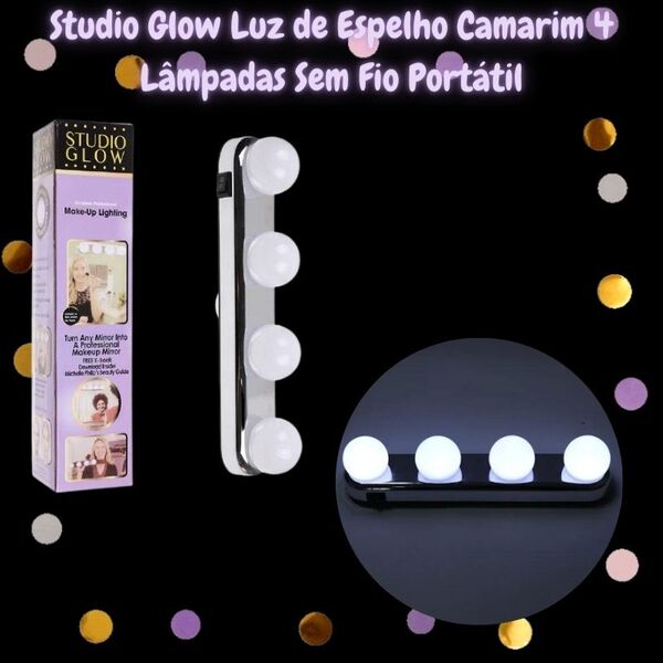 Studio Glow Luz De Espelho Camarim Led 4 Lampadas Portátil