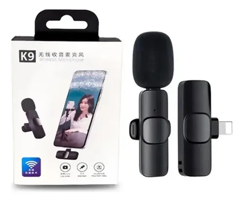 Microfone Sem Fio Wireless Compatível iPhone Cor Preto