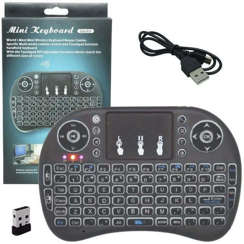 Mini Teclado Wireless Mini Keyboard Usb Sem fio com Touch Pad com led