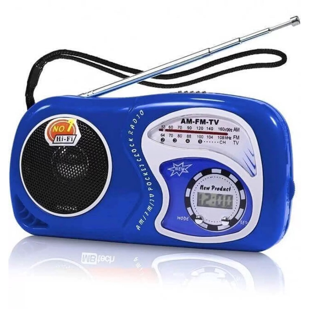 Rádio Altomex Portátil De Bolso A Pilha Am/fm Relógio A-2019 Cor Azul bivolt