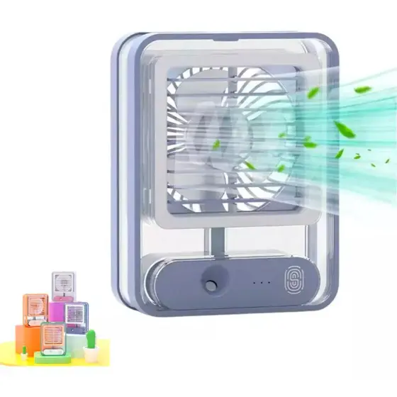 Ventilador Umidificador Portátil USB 3 Velocidades + Luz LED