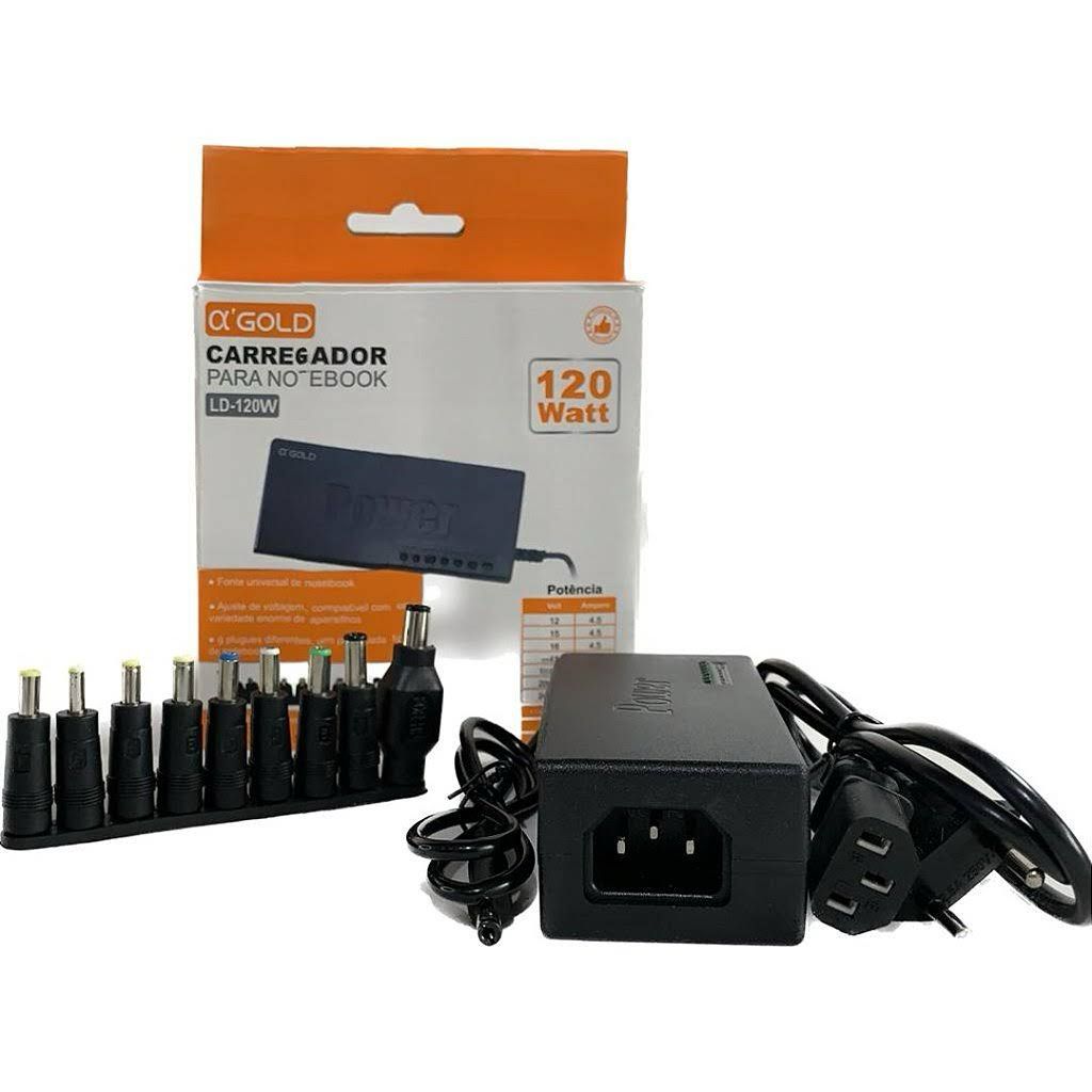 Fonte Para Notebook Universal 9 Plugues A'Gold LD-120W