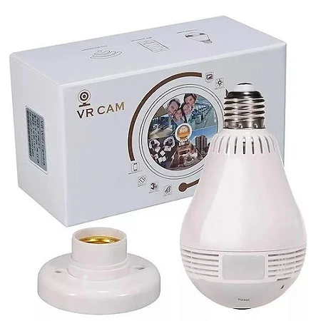 Câmera Panorâmica 360 Graus Wifi Ip+lâmpada Led Com Audio