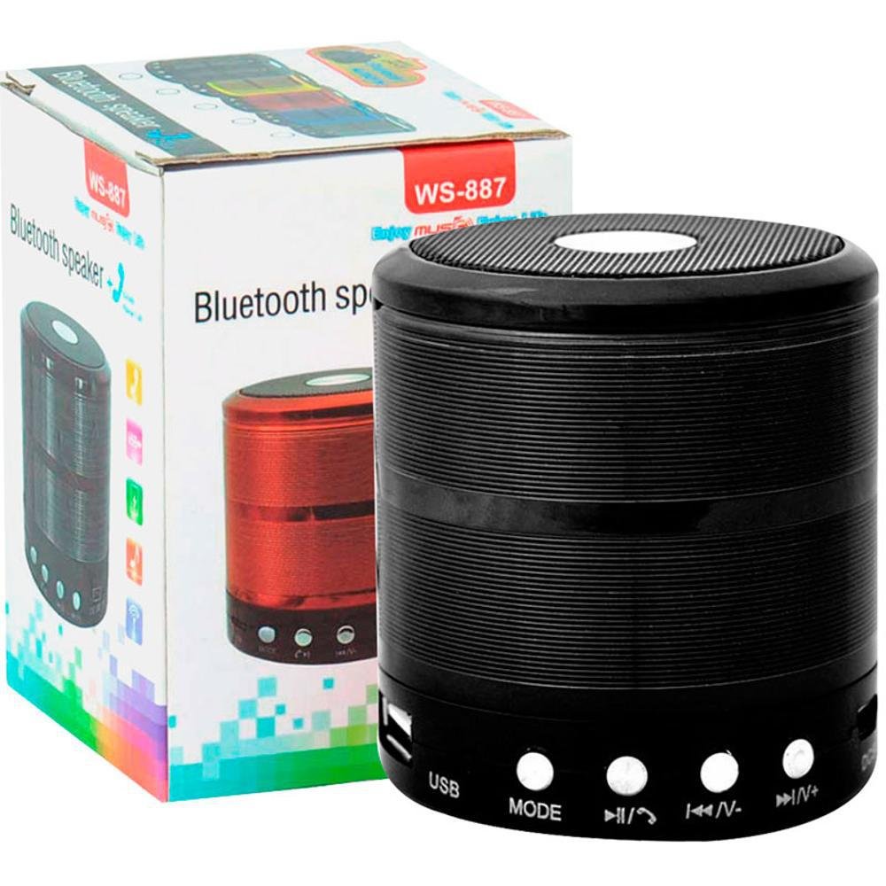 Caixa De Som Bluetooth Mini Speaker Ws-887 Caixinha De Som Cor Prata 110v