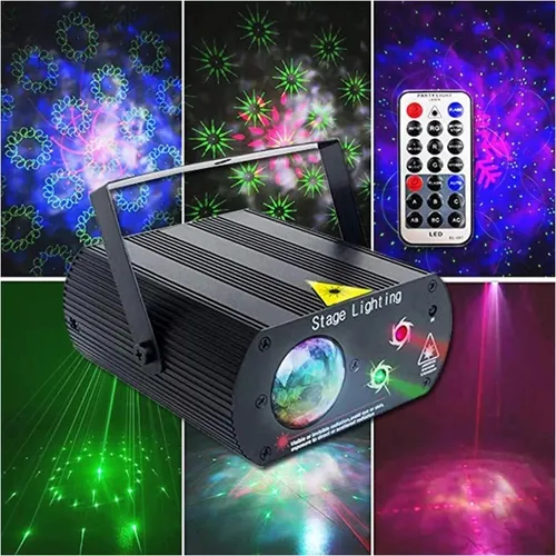 Luzes de projetor: Led, laser, audiorritmo, desenhos, controle de efeitos