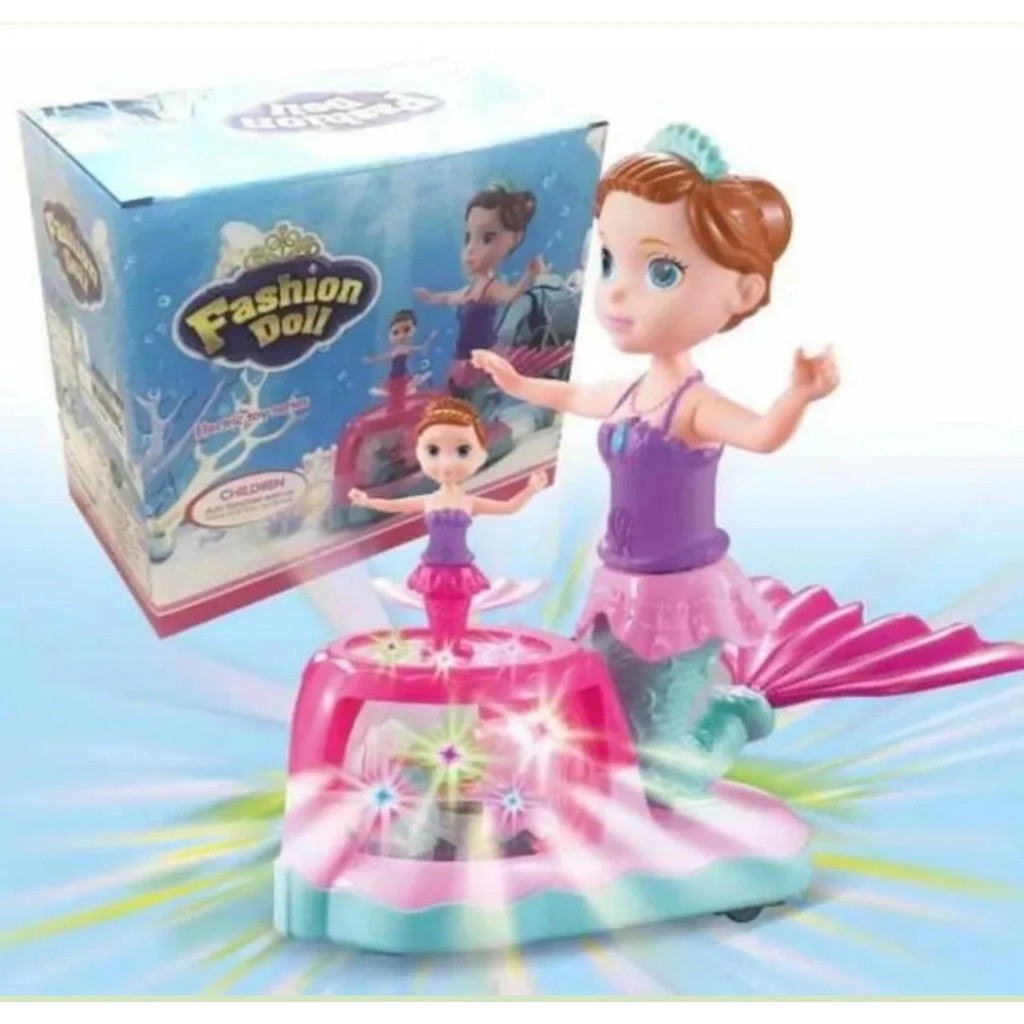 Brinquedo Boneca Sereia Anda, Musical Com Luz À Pilha