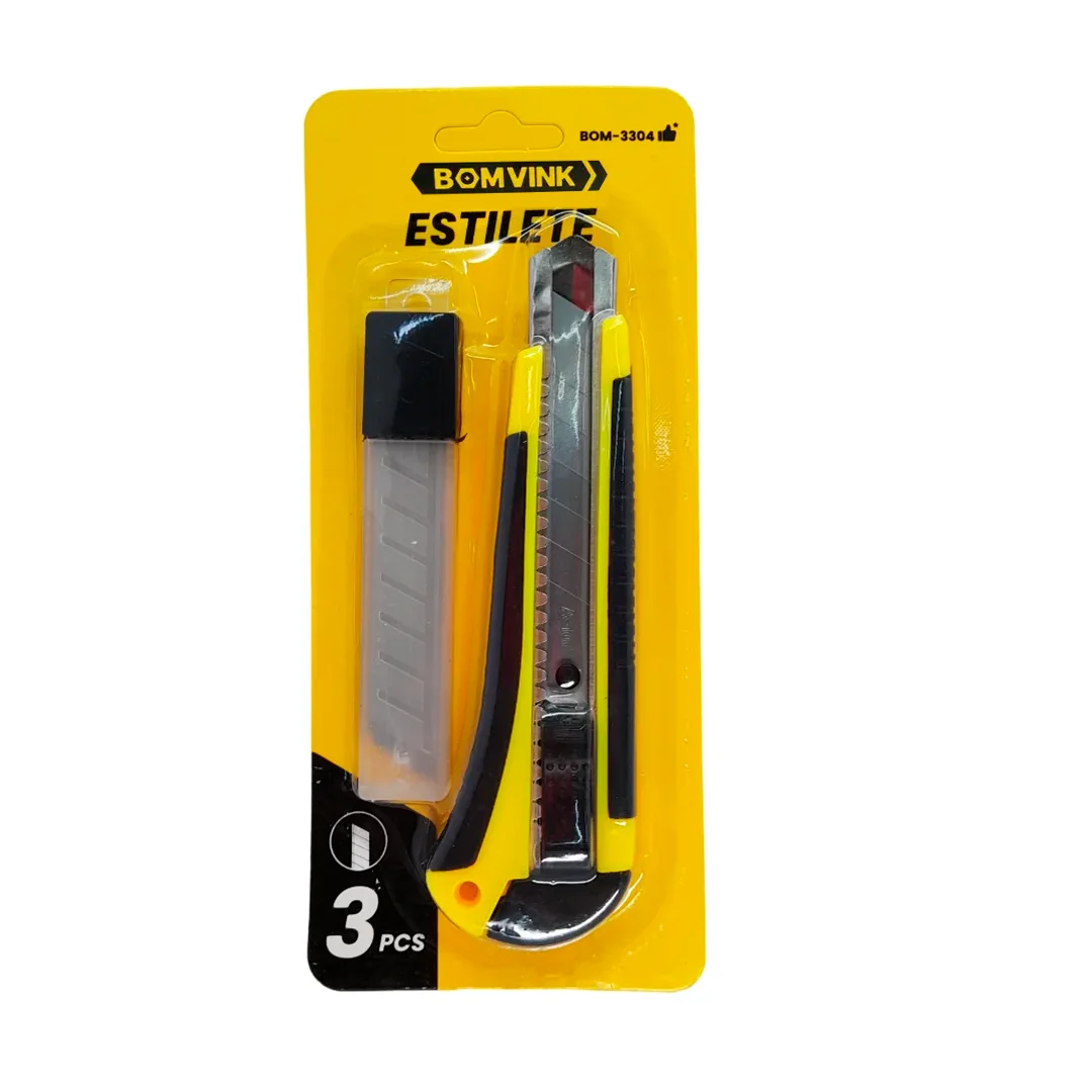Estilete Emborrachado C/ Refil 3 Laminas Bom