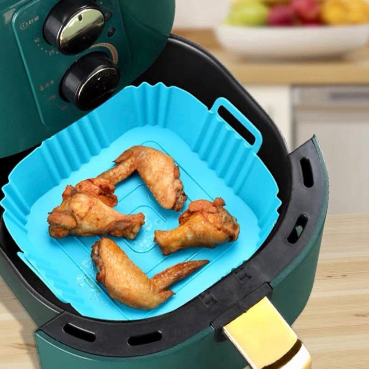 Forma Assadeira Quadrada Air Fryer Em Silicone Fritadeira Flexível Lavável