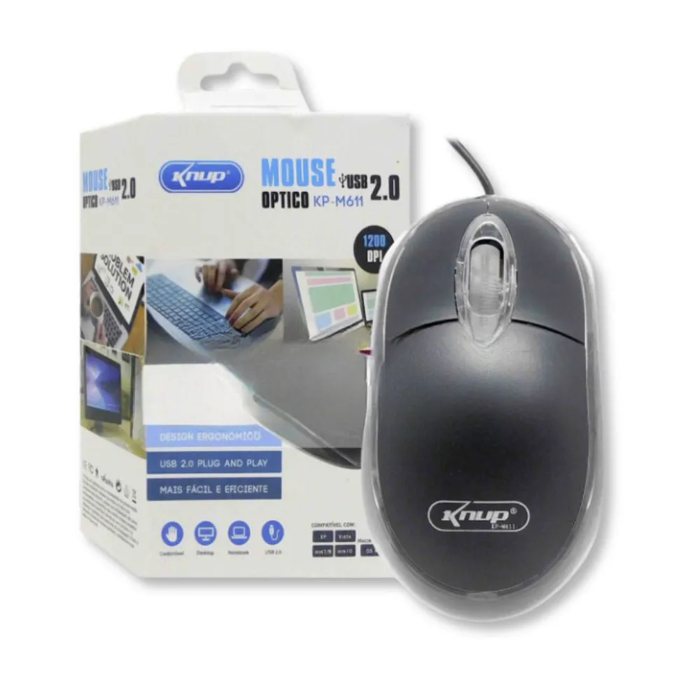 Mouse Optico USB com LED - Knup - KP-M611