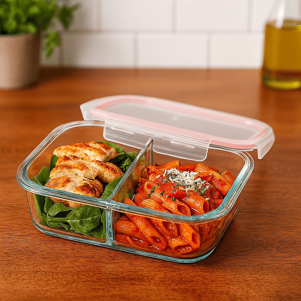 Pote Hermético Retangular com Divisória VIDRO 640ml COD