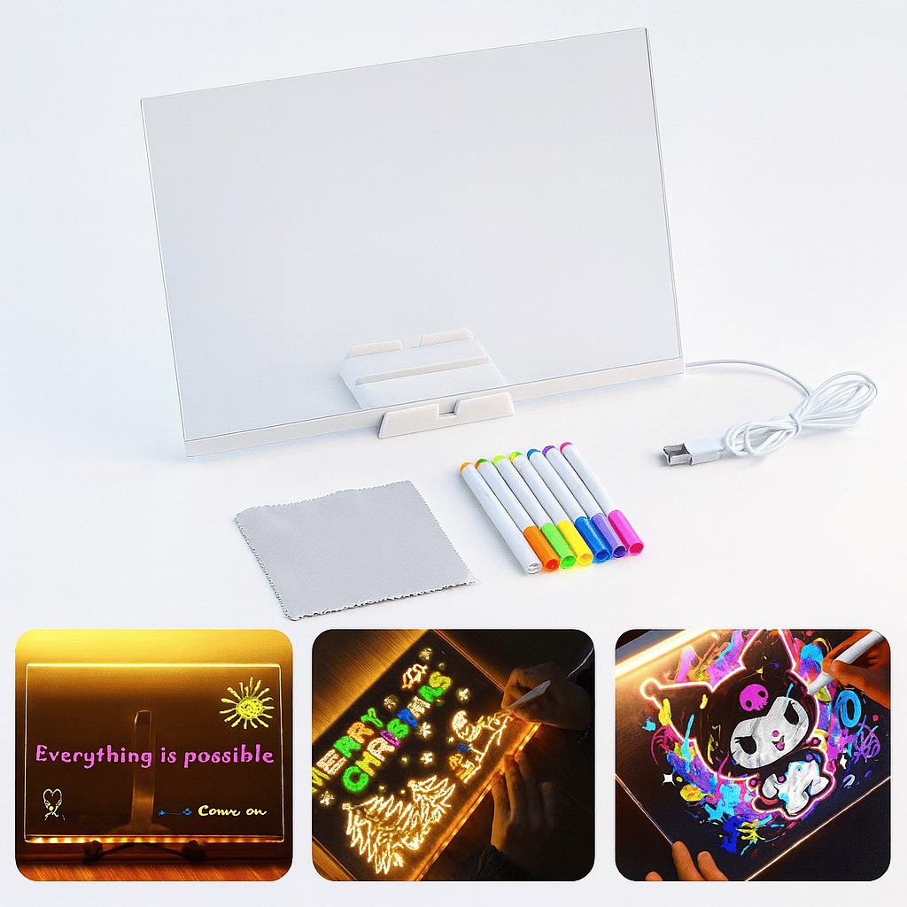 Luminária Quadro de escrever 3D com led 26 cm