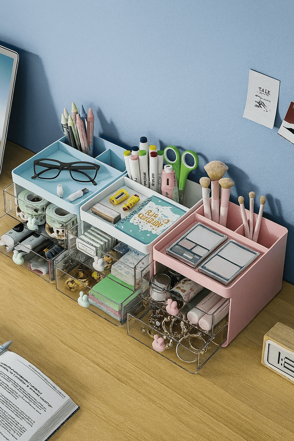 Organizador de Mesa C/ porta lápis gavetas e divisória