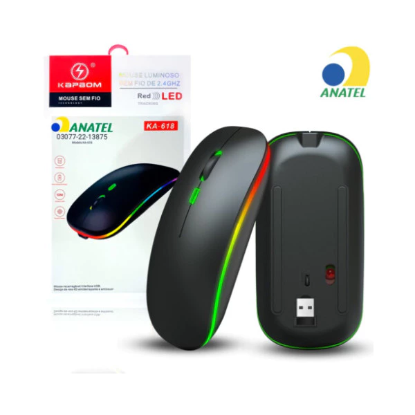 Mouse Sem Fio 2.4GHz Kapbom KA-618 Conforto e Estilo