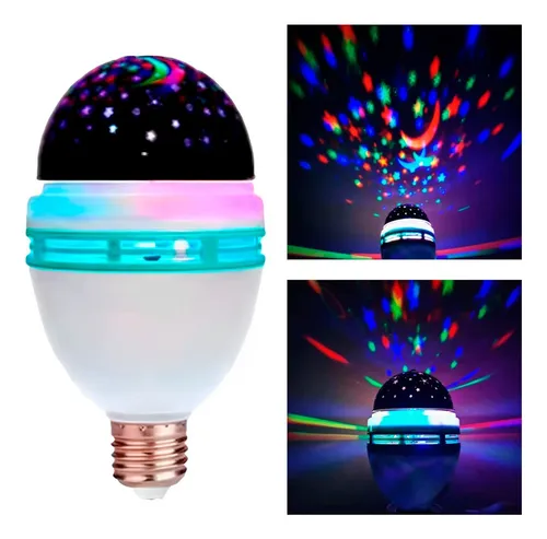 Lâmpada Festa Led Giratória Colorida Projetor Estrelas Rgb