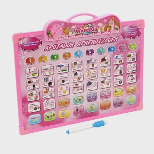 Wordpad Apoiador de aprendizagem Educativo Português Inglês Infantil Didático Matemática rosa