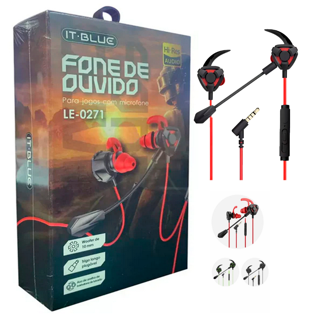 Fone Gamer Itblue Com Microfone Para Celular Ps4 Tablet Notebook Cor Vermelho