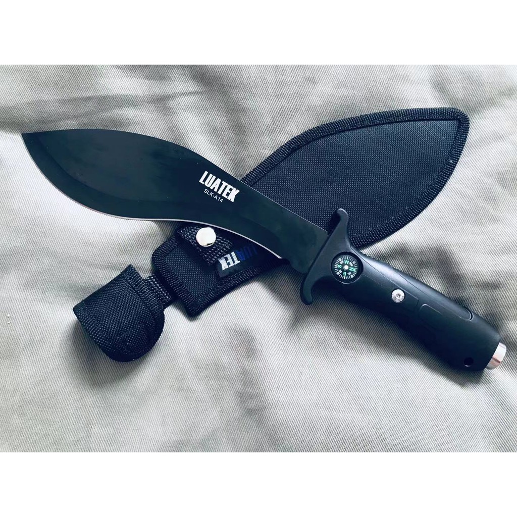 Faca Preto 32cm De Pesca C/Bússola Sobrevivencia