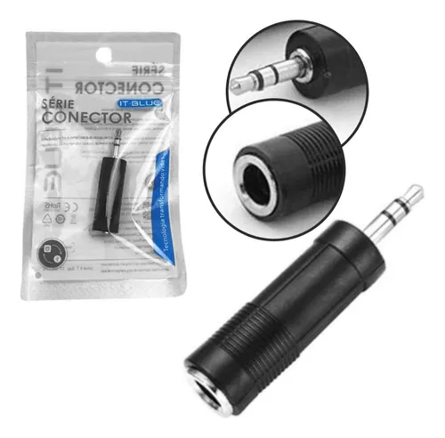 Adaptador P10 Fêmea X P2 Macho Stereo Audio Microfone