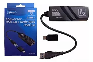 CABO CONVERSOR USB X REDE RJ45 KNUP KP-AD106 TIPO-C USB3.0